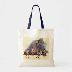 Vintage Sports Basketball, Players in a Game Tote Bag