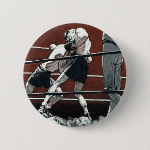 Vintage Sports Boxing, Boxers Fight in the Ring 6 Cm Round Badge