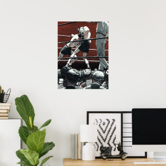 Vintage Sports Boxing, Boxers Fight in the Ring Poster