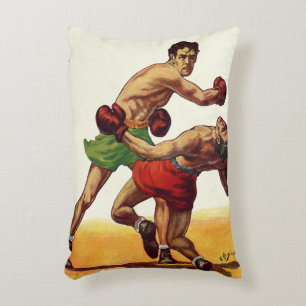 Vintage Sports Boxing, Boxers in a Fight Decorative Cushion