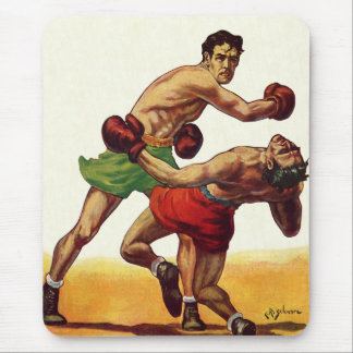 Vintage Sports Boxing, Boxers in a Fight Mouse Pad