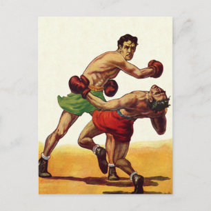Vintage Sports Boxing, Boxers in a Fight Postcard