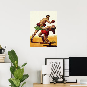 Vintage Sports Boxing, Boxers in a Fight Poster