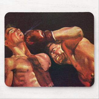 Vintage Sports Boxing, Boxers Punching Fight Mouse Pad