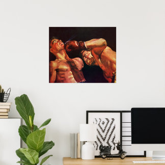 Vintage Sports Boxing, Boxers Punching Fight Poster