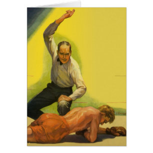 Vintage Sports Boxing, Referee with Boxer Knockout