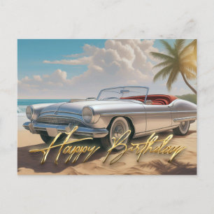 Vintage Sports car Happy birthday Postcard