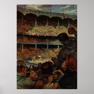 Vintage Sports Fans in a Baseball Stadium Poster