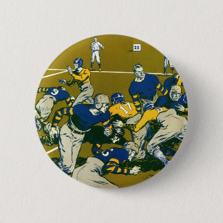 Vintage Sports Football Game, Gold vs. Blue Teams 6 Cm Round Badge