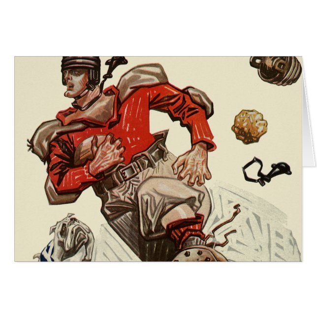 Vintage Sports Football Player and Bulldog Mascot (Front Horizontal)