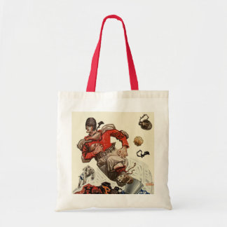 Vintage Sports Football Player and Bulldog Mascot Tote Bag