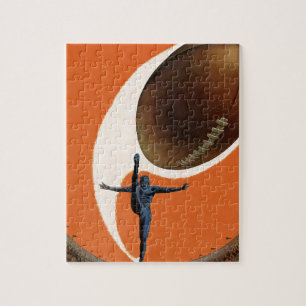 Vintage Sports, Football Player Kicking the Ball Jigsaw Puzzle