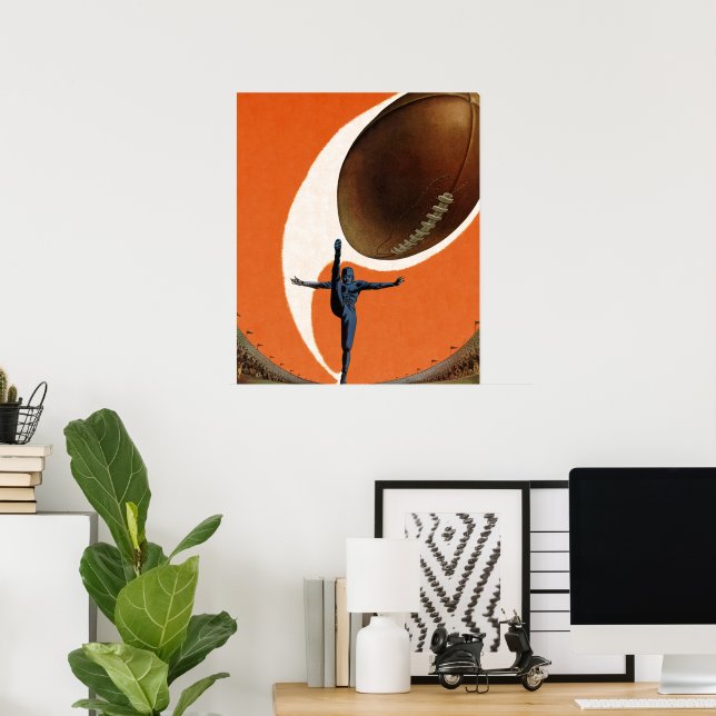 Vintage Sports, Football Player Kicking the Ball Poster (Home Office)