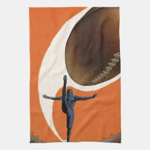 Vintage Sports, Football Player Kicking the Ball Tea Towel