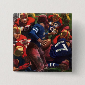 Vintage Sports Football Player Quarterback in Game 15 Cm Square Badge