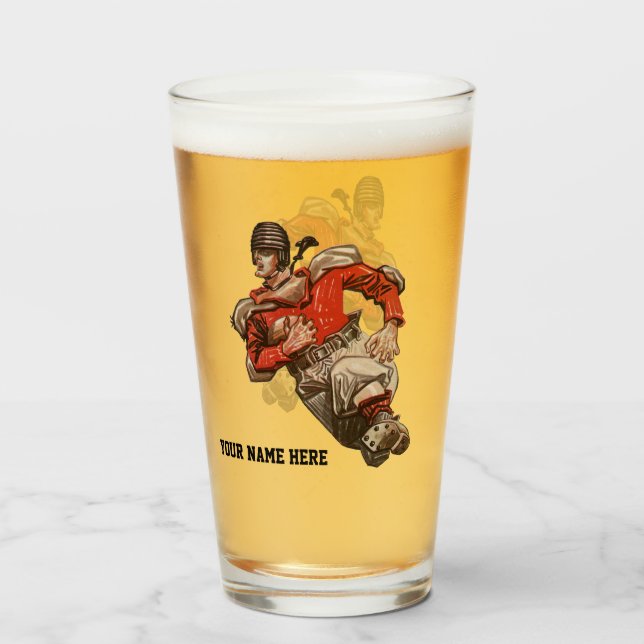 Vintage Sports Football Quarterback Player Running Glass (Front Filled)