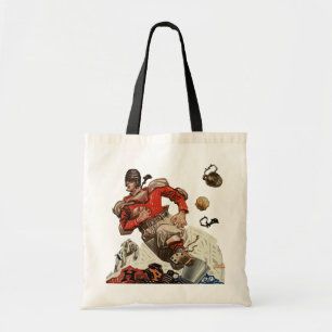 Vintage Sports Football Quarterback Player Running Tote Bag