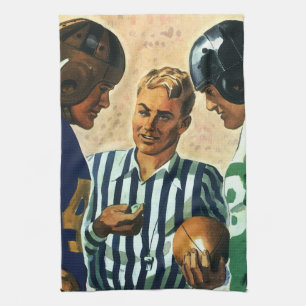 Vintage Sports, Football Referee Coin Toss Tea Towel