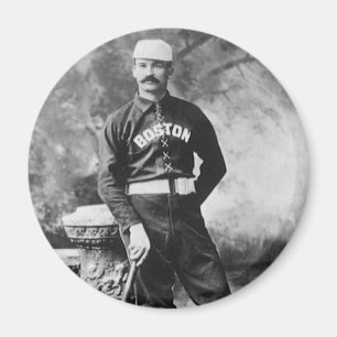 Vintage Sports Photo, Boston Baseball Player Magnet