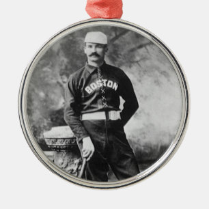 Vintage Sports Photo, Boston Baseball Player Metal Tree Decoration