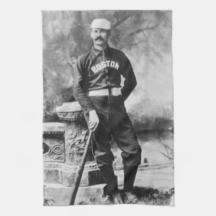 Vintage Sports Photo, Boston Baseball Player Tea Towel