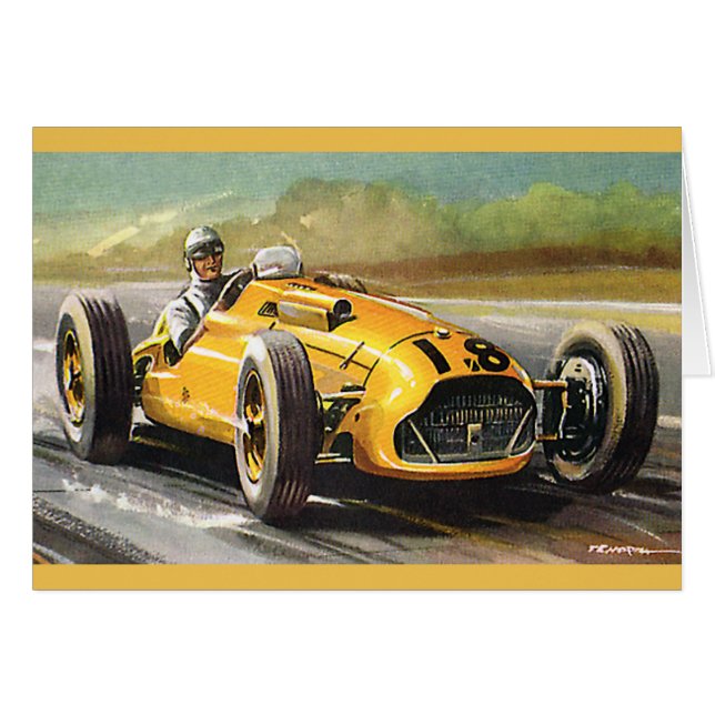 Vintage Sports Racing, Yellow Race Car Racer (Front Horizontal)