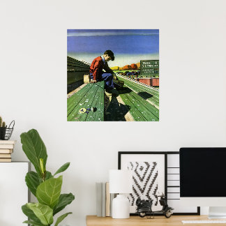 Vintage Sports, Sad Football Fan with Megaphone Poster