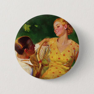 Vintage Sports Tennis, Love and Romance 6 Cm Round Badge