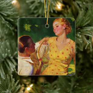 Vintage Sports Tennis, Love and Romance Ceramic Ornament
