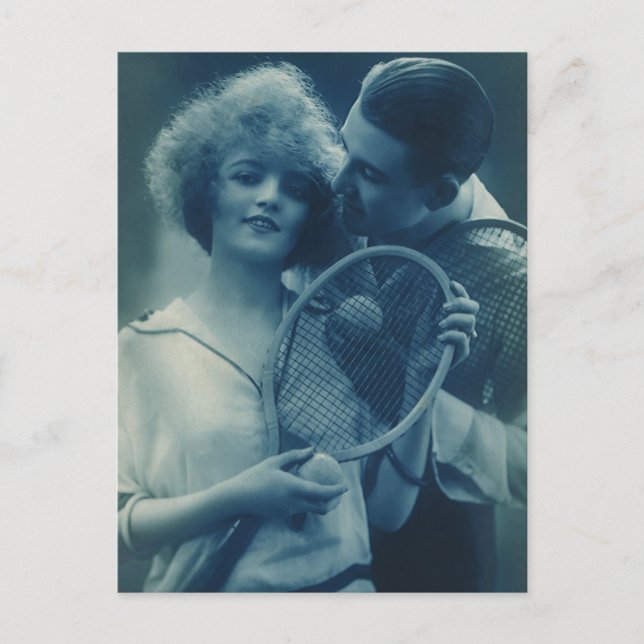 Vintage Sports Tennis, Love and Romance Postcard (Front)