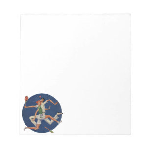 Vintage Sports, Tennis Players Crash with Rackets Notepad