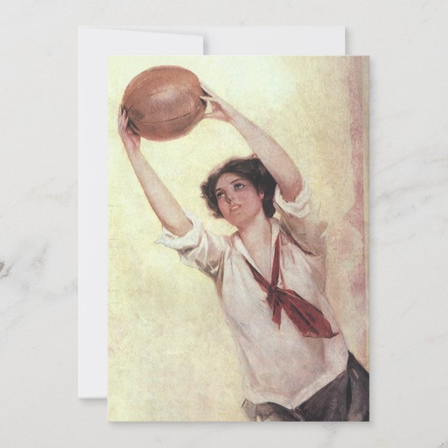 Vintage Sports, Woman Basketball Player with Ball (Front)
