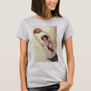 Vintage Sports, Woman Basketball Player with Ball T-Shirt