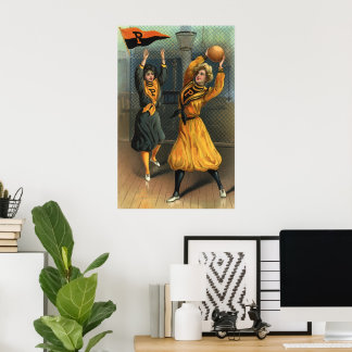 Vintage Sports, Women's Basketball Team at Game Poster