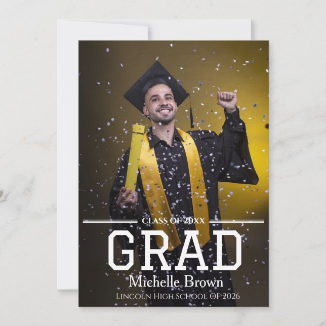 Vintage Sporty Editable Colour Graduation  Invitation (Front)
