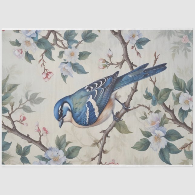 Vintage Spring Bluebird Design Decoupage Tissue Paper (Front)