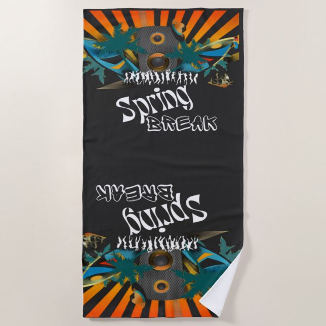 Vintage Spring Break  Swimming  Beach Towel (Front)