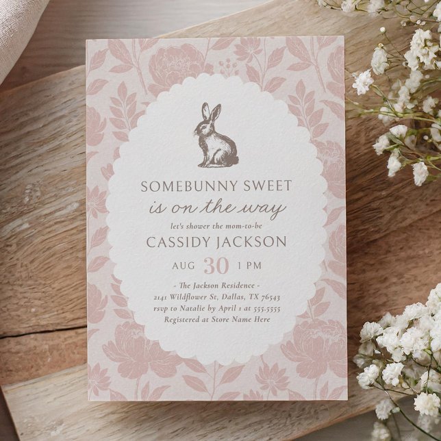 Vintage Spring Bunny Baby Shower Invitation (Creator Uploaded)