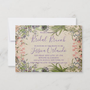 Vintage Spring Floral Elegant Script Bridal Brunch Invitation
