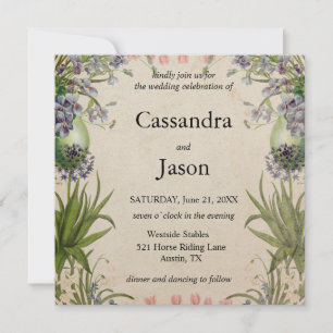Vintage Spring Floral Wedding Invitation