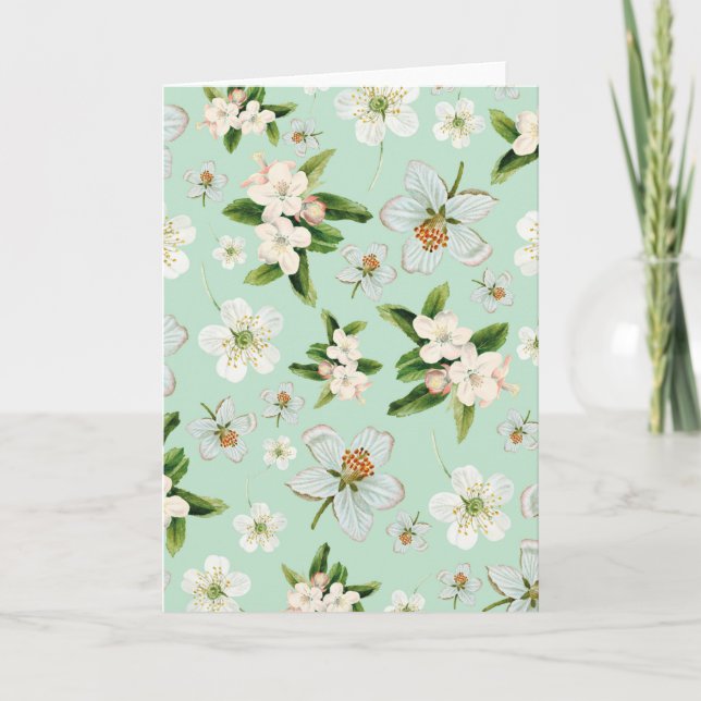 Vintage Spring Flower Blossoms Pattern Card (Front)