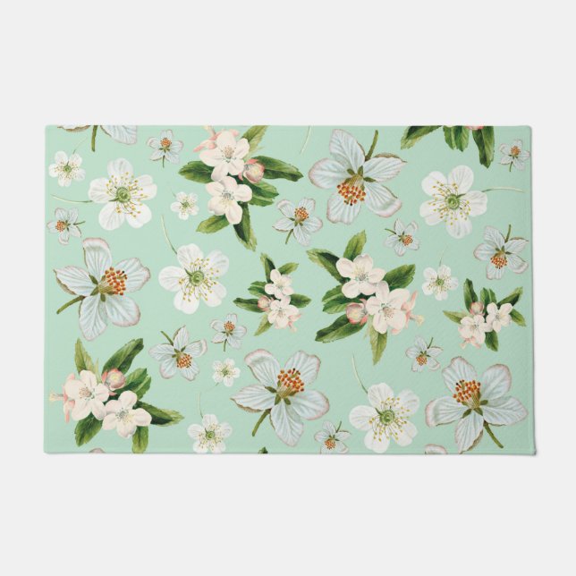 Vintage Spring Flower Blossoms Pattern Doormat (Front)