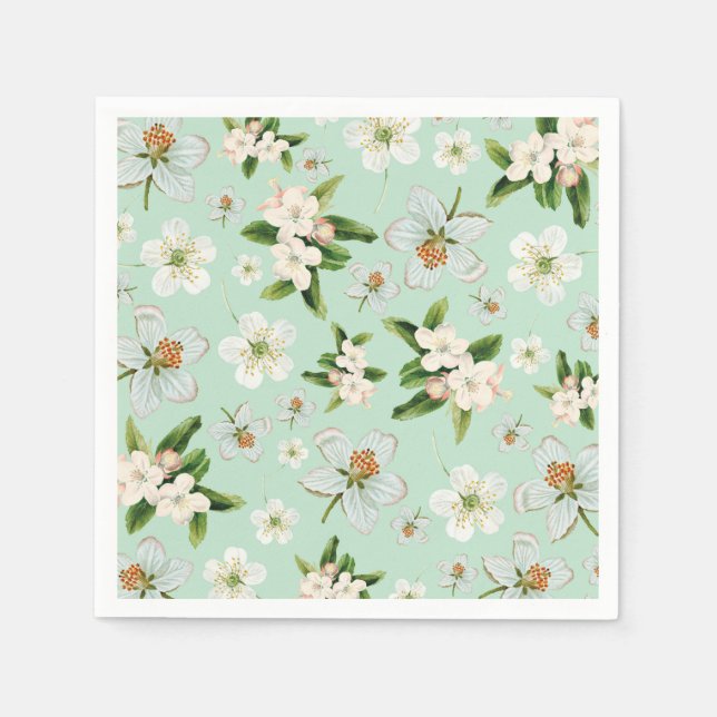 Vintage Spring Flower Blossoms Pattern Napkin (Front)