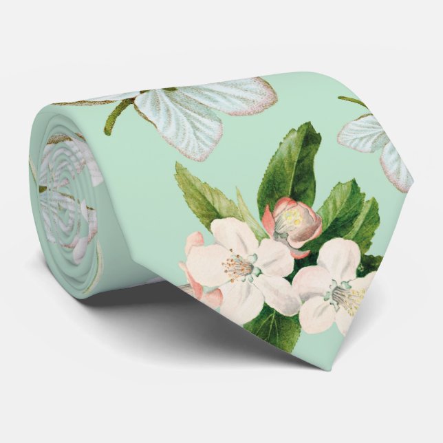 Vintage Spring Flower Blossoms Pattern Tie (Rolled)