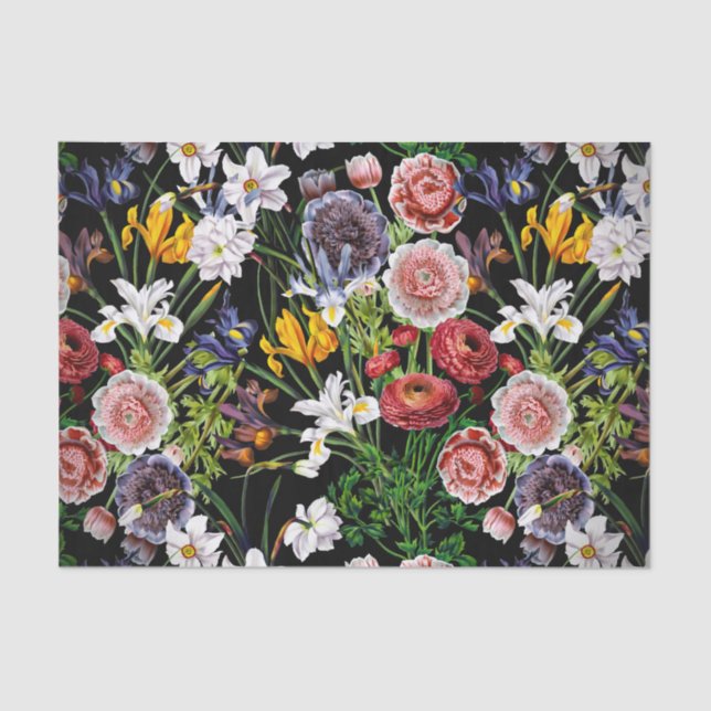 Vintage Spring Flower Pattern Tissue Paper (Front)