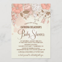 Vintage Spring Flowers Baby Shower Invitation