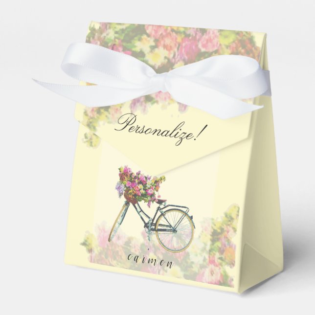 Vintage Spring Flowers Bike Favour Box (Front Side)