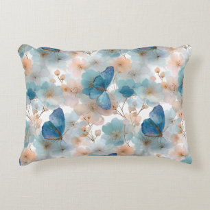 Vintage Spring Flowers & Blue Butterfly Decorative Cushion