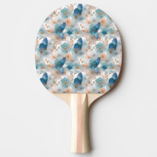 Vintage Spring Flowers & Blue Butterfly Ping Pong Paddle