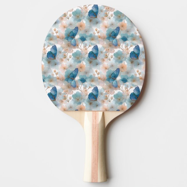 Vintage Spring Flowers & Blue Butterfly Ping Pong Paddle (Front)